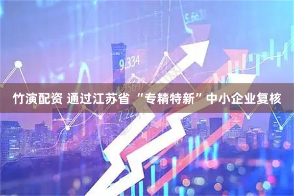 竹演配资 通过江苏省 “专精特新”中小企业复核